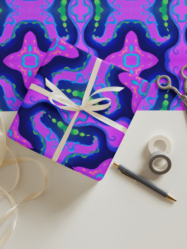 Neon Space Party Kaleidoscopic Wrapping Paper product image (2)