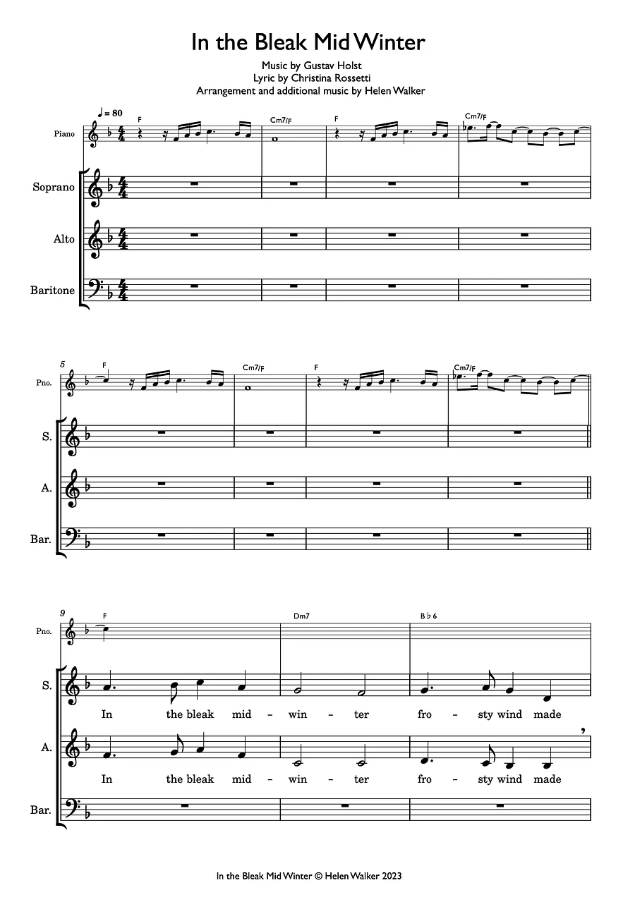 In the Bleak Mid Winter (Choral - SAB & Piano Lead Sheet / Chords) product image (1)