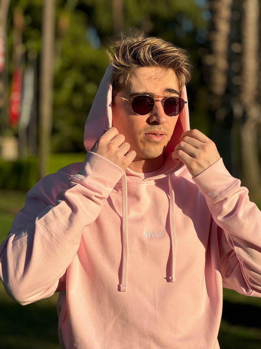 Nice. Embroidered Hoodie (Pink/White) product image (8)