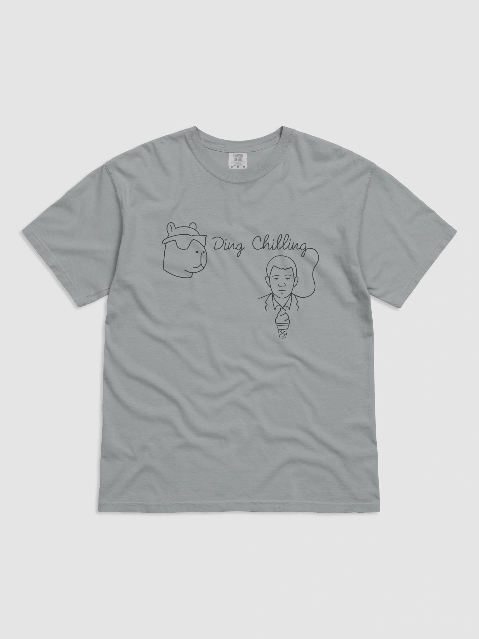 Ding Chilling [5b2] – Chill Capybara & Ice Cream Meme | Hand-Drawn Chess Humor | Black Line Art for Light Colors | T-Shirt product image (1)