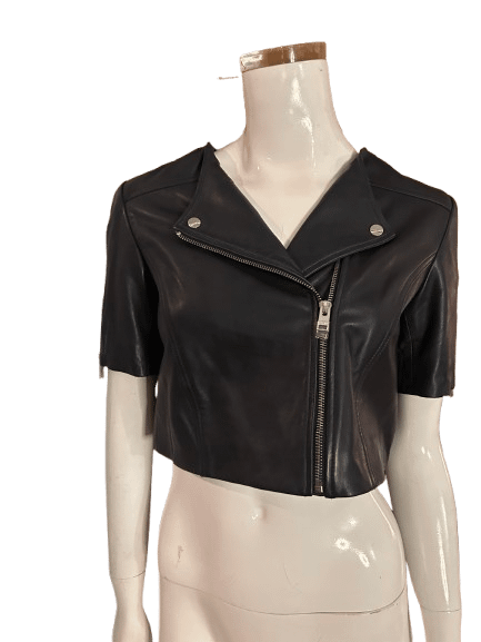 Lamarque Cropped Biker Jacket – Aegean Blue Lamb Leather product image (1)