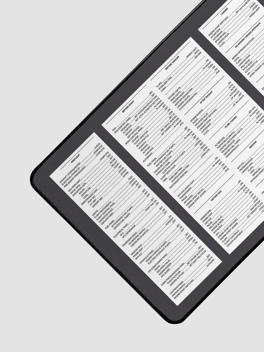 737 Keyboard & Mouse Mat – Flight Checklist & Speed Guide product image (3)