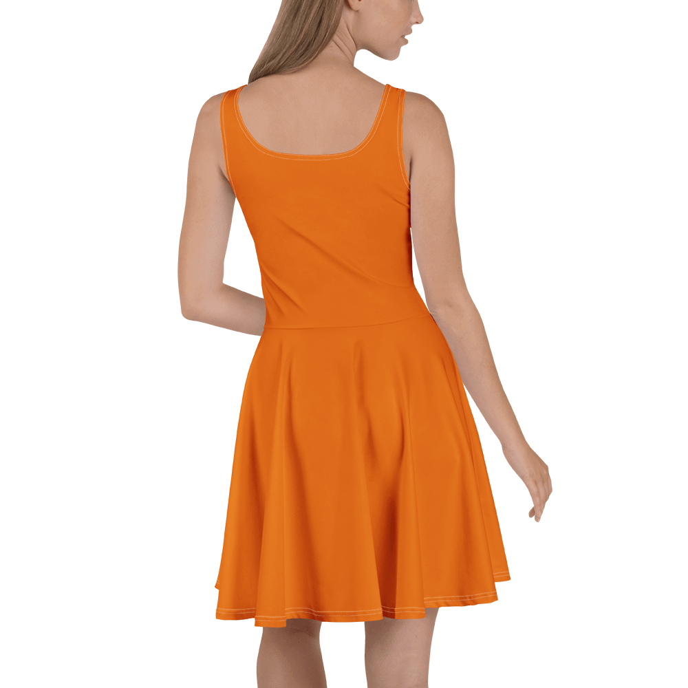 Burnt Orange Solid Color Retro Inspired Fit and Flare Skater Dress product image (4)