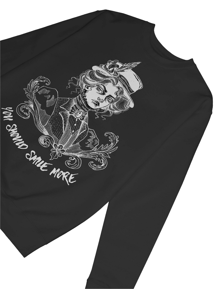 "SMILE MORE" Black Sweatshirt (Design #2) product image (2)