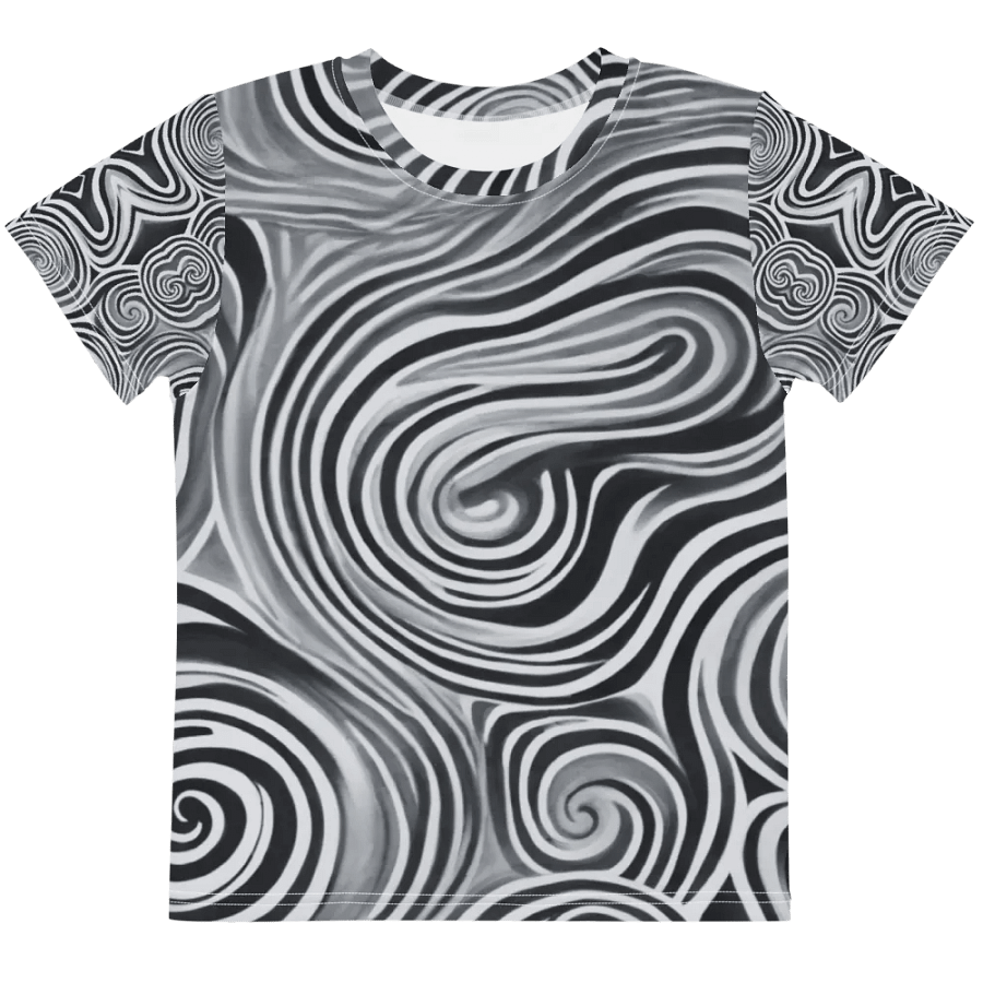 Funky Black and White Noir Liquid Tie-Dye Kid's and Toddler's Crew Neck T-shirt product image (9)