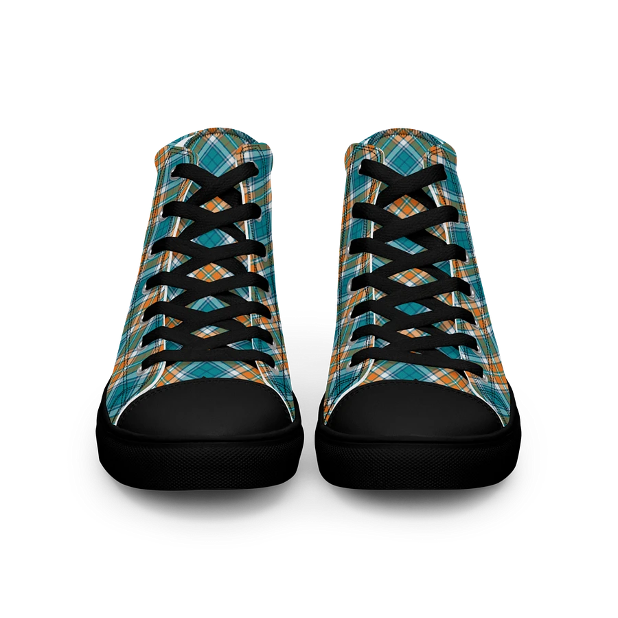 Turquoise and Orange Sporty Plaid Men's High Top Shoes product image (14)