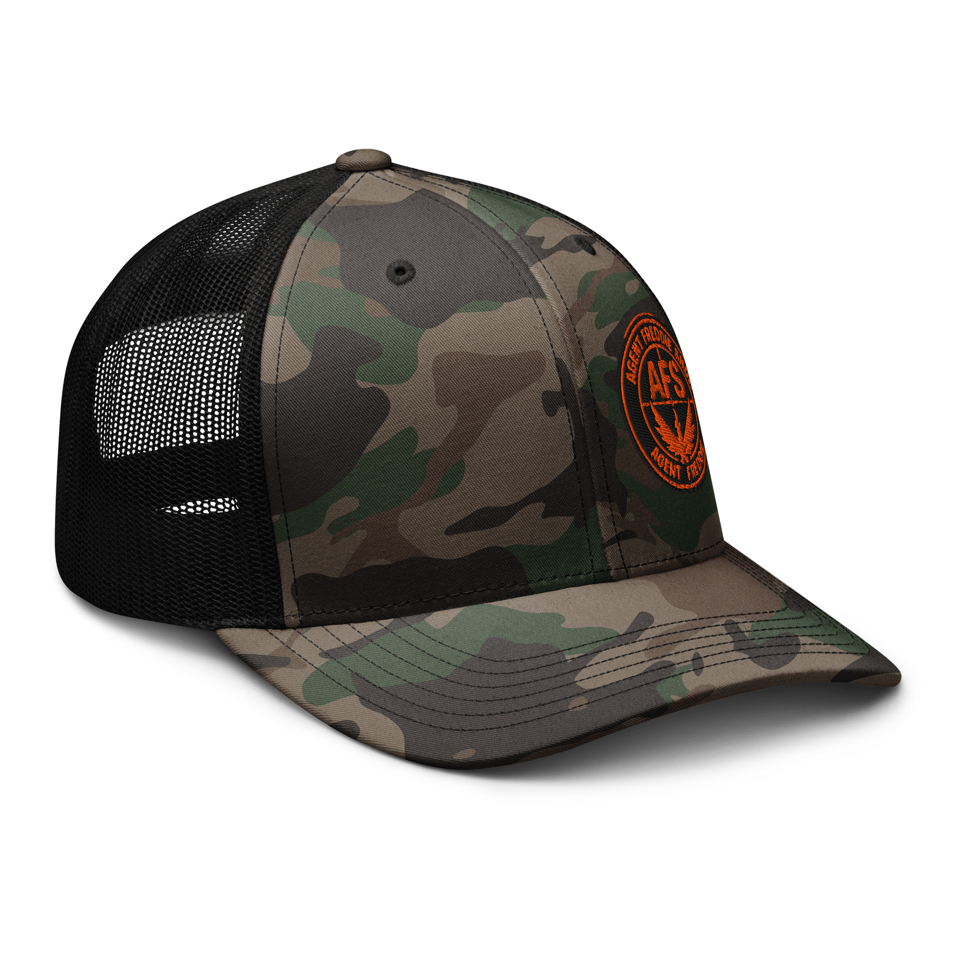 Agent Freddie Show logo camo trucker product image (8)