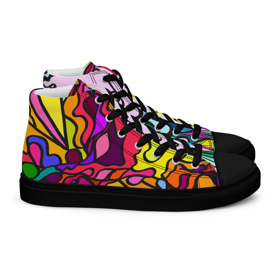 Fluidity in Color Men's High Top Canvas Shoes - Wave at Sunset product image (3)
