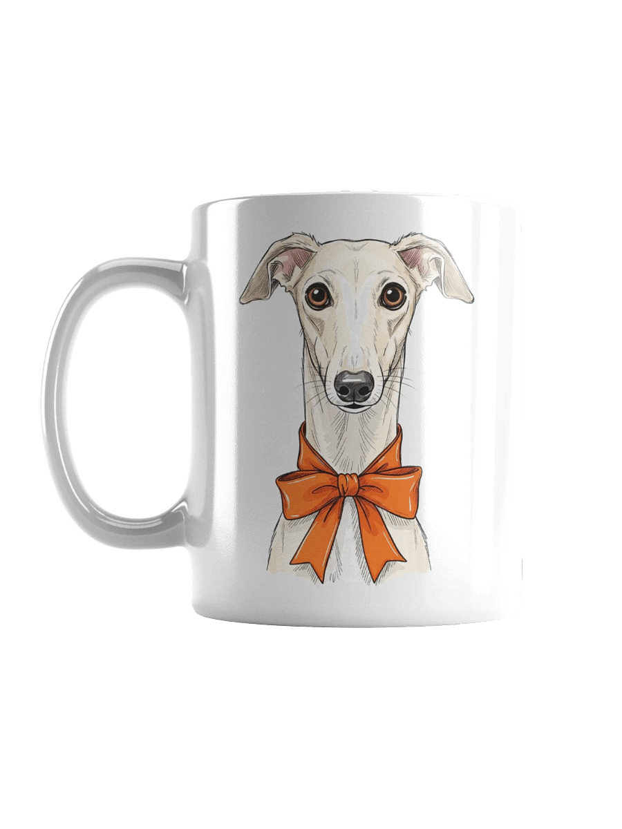 Greyhound With An Orange Bow Sketch-y Art Chic Small Ceramic Mug product image (3)