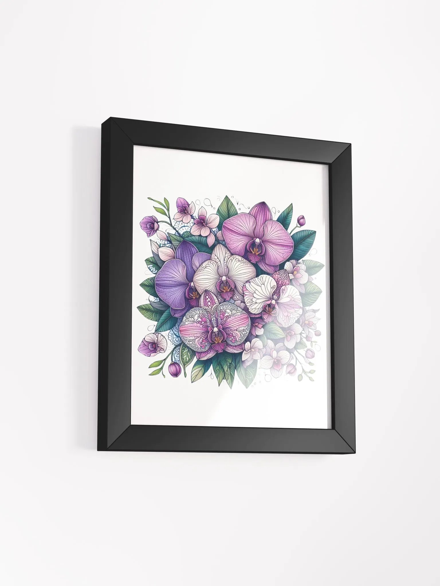 Framed High-Quality Matte Poster (in) | AI design work orchid flower product image (12)