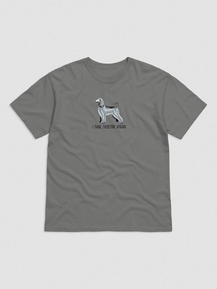 I Think, Therefore Afghan T-Shirt(Embroidered) of an Afghan Hound(Gray/Blue) product image (9)