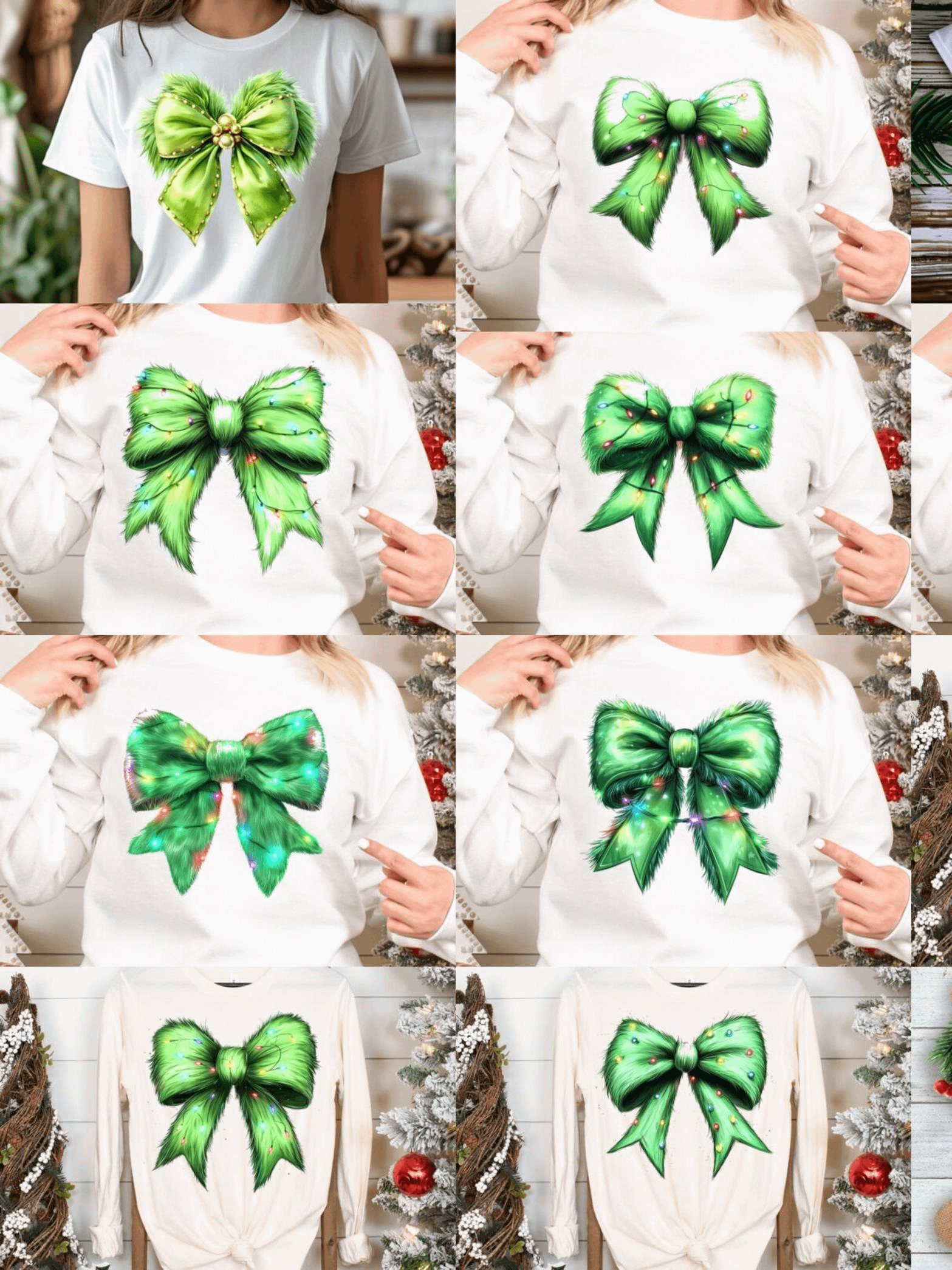 Green Coquette Bow Christmas with Grinch Png Bundle product image (11)