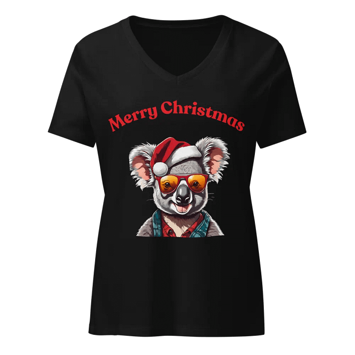 Santa Koala Women's Relaxed V-Neck T-Shirt - Red product image (1)