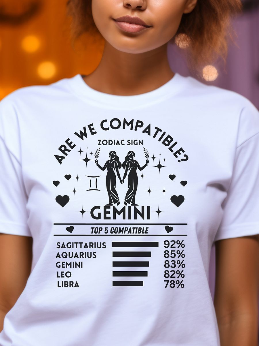 Gemini Zodiac Sign Romantic Compatibility T-Shirt - Bella Canvas 3001 Unisex Staple T-Shirt - Light Colors product image (1)