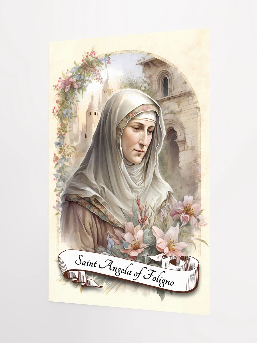 Saint Angela of Foligno Patron Saint of Widows, Against Sexual Temptations, Those Seeking Spiritual Conversion and Growth and Repentance Matte Poster product image (5)