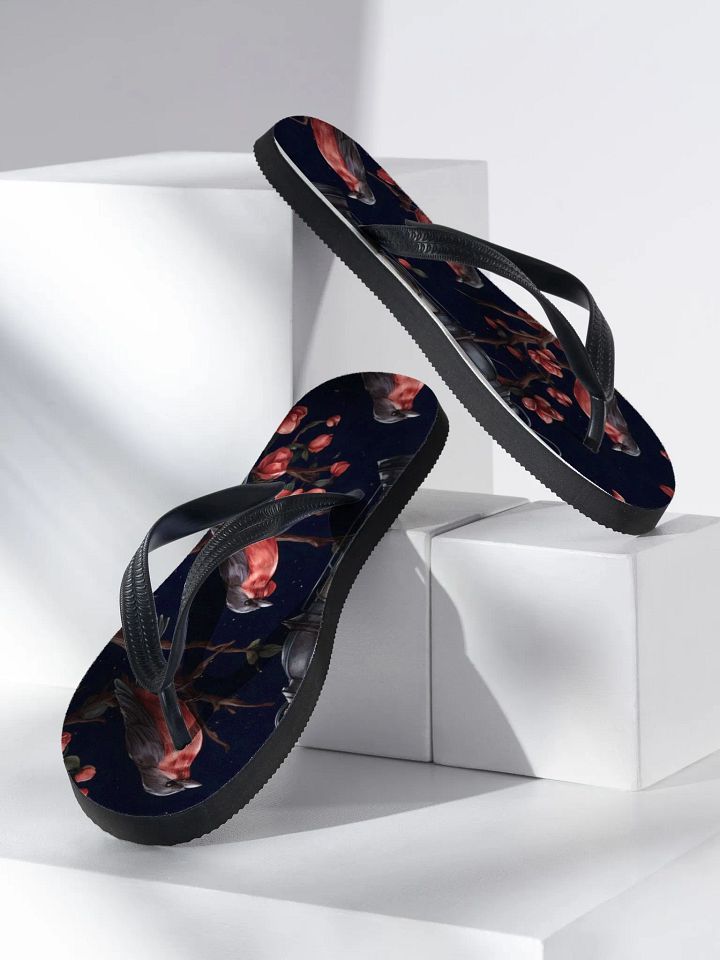 FLIP-FLOPS – Red birds & red roses in the dark 🌹🐦🌑 product image (2)
