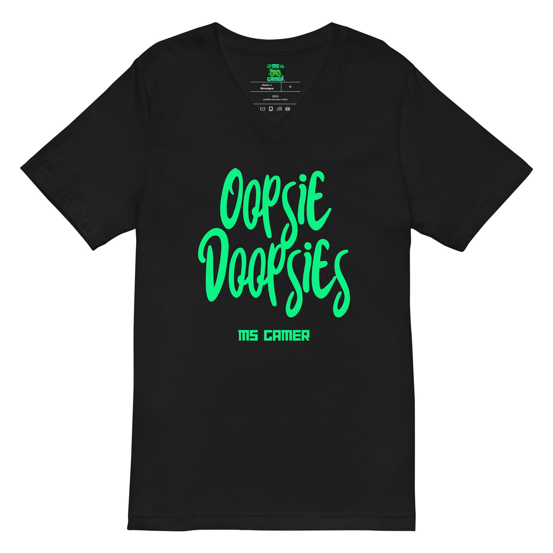 Ms Gamer Oopsie Doopsies V-Neck Jersey T-Shirt - Black product image (2)