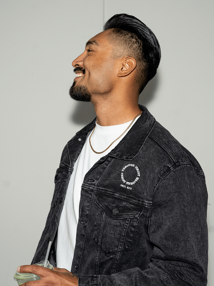 Through Christ Embroidered Denim Jacket product image (1)