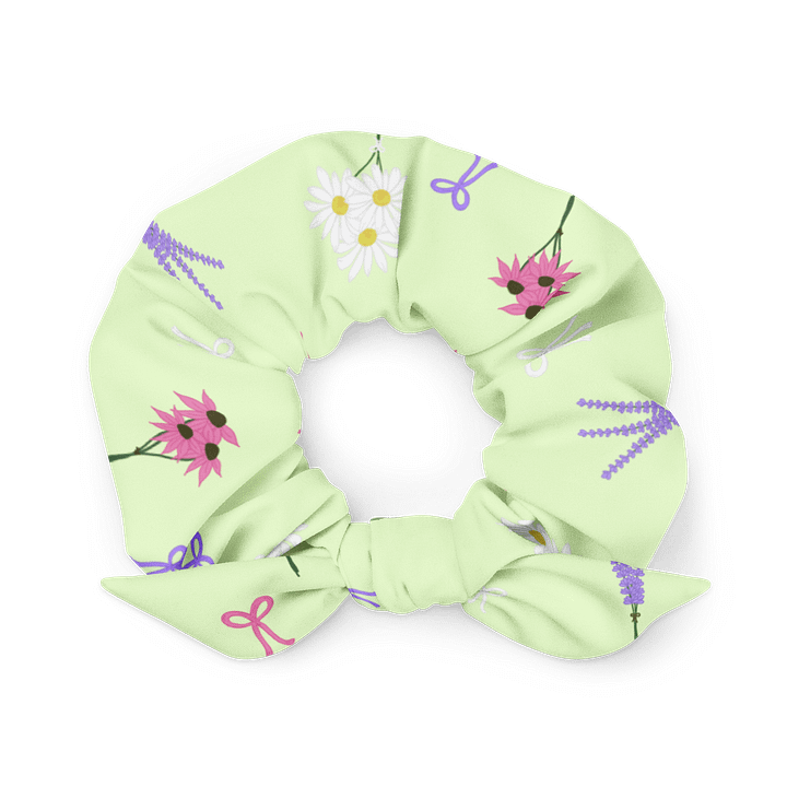 Wildflowers and Bows Pattern- Green Background Scrunchie product image (2)