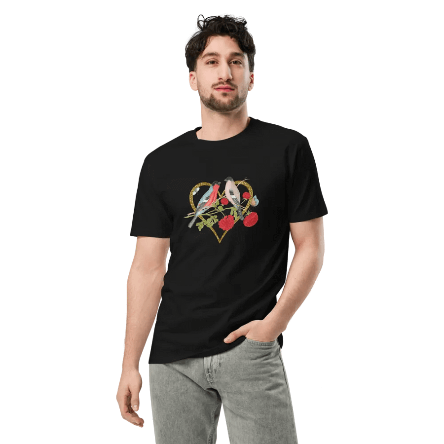 Love Birds Gold Heart Unisex T-Shirt product image (5)