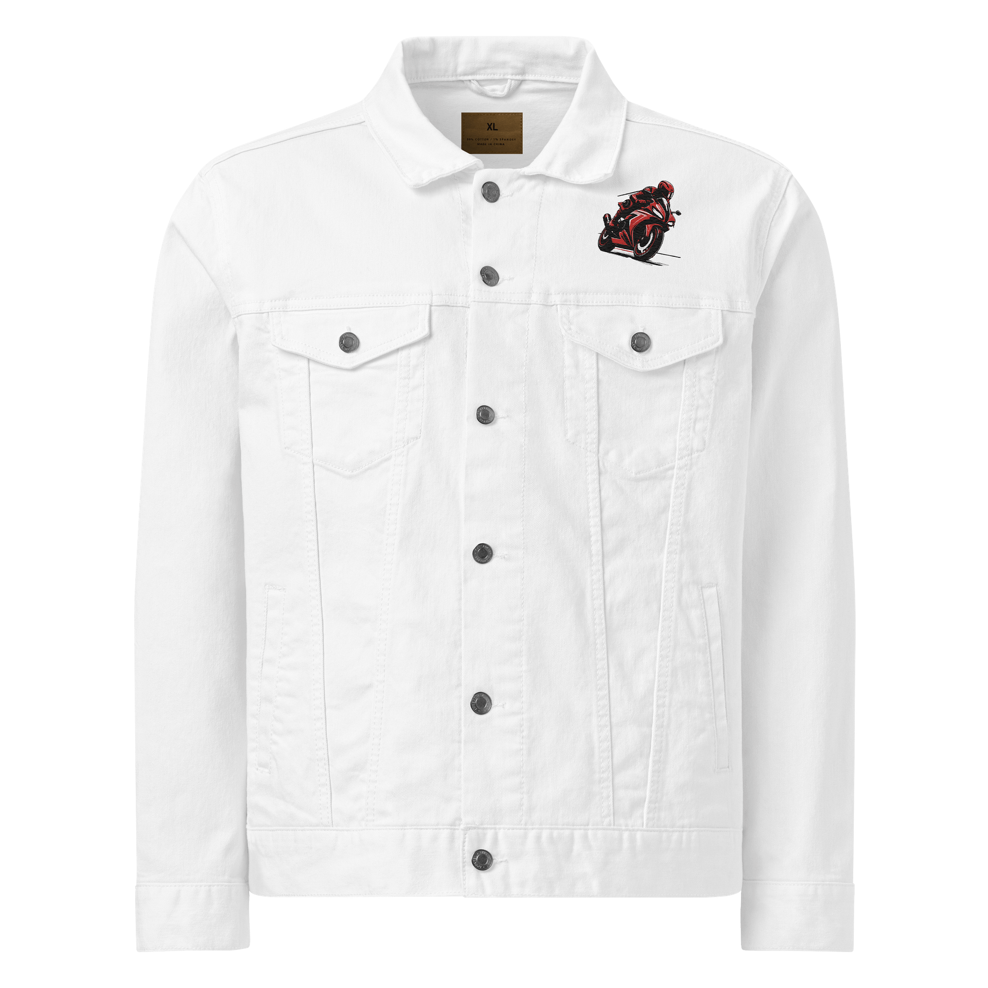 Motorcycle Embroidered Denim Jacket product image (1)
