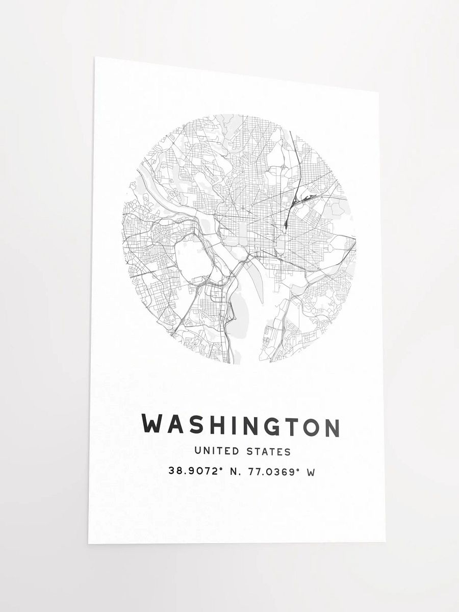 Washington Street Map Poster – White Minimalist Circular City Art product image (5)