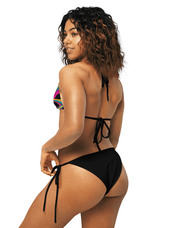 Black Low Rise Cheeky String Bikini, Mardi Gras Top product image (5)