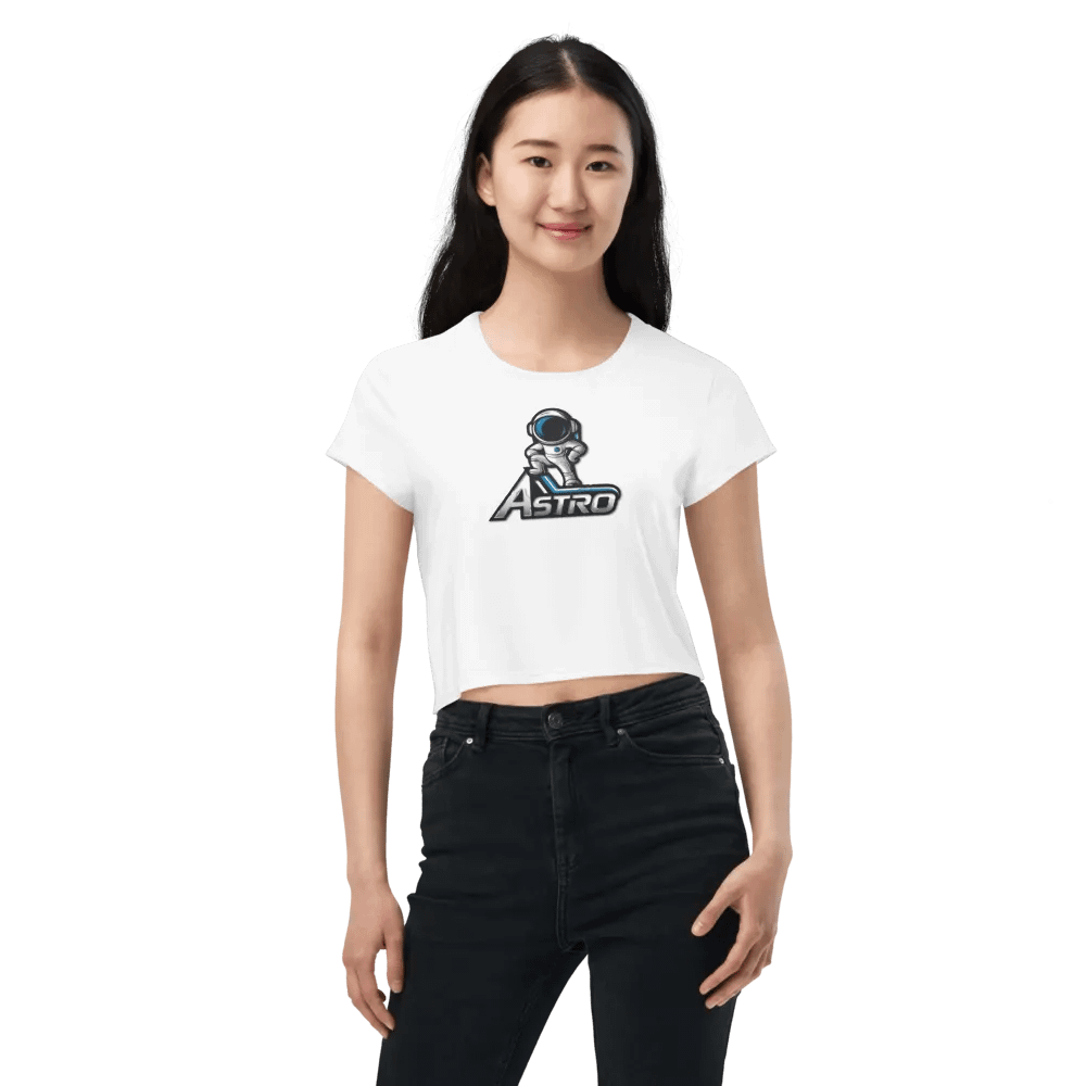 Astro Women's Crop Tee - Trendy Astronaut Graphic in White product image (7)