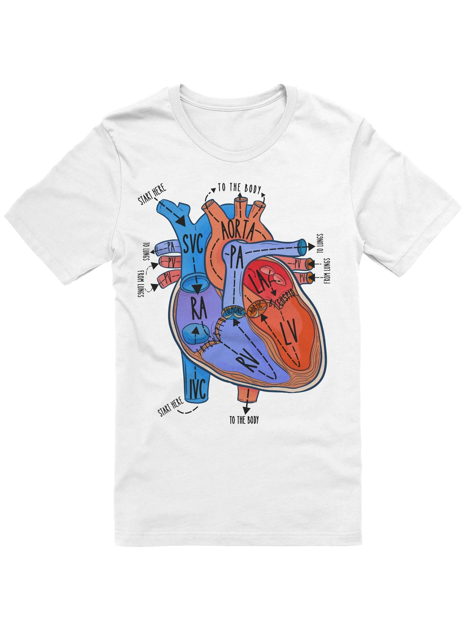 Heart Anatomy Blood Flow Through Heart Tshirt by Nurse Sarah ® product image (1)