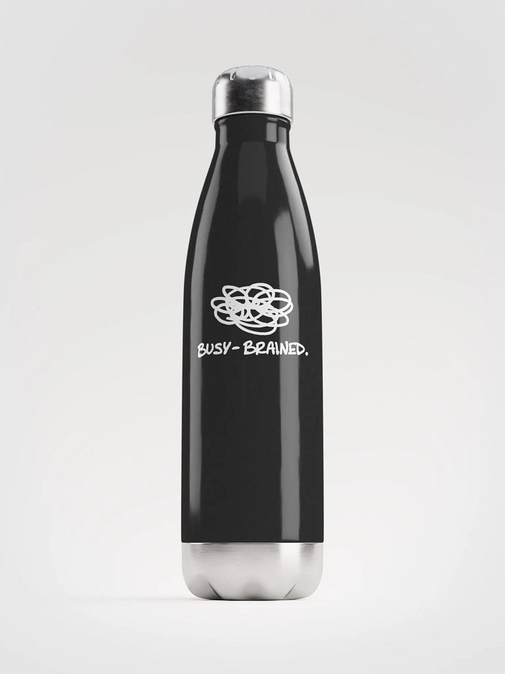 BUSY-BRAINED (white design) stainless steel water bottle product image (2)