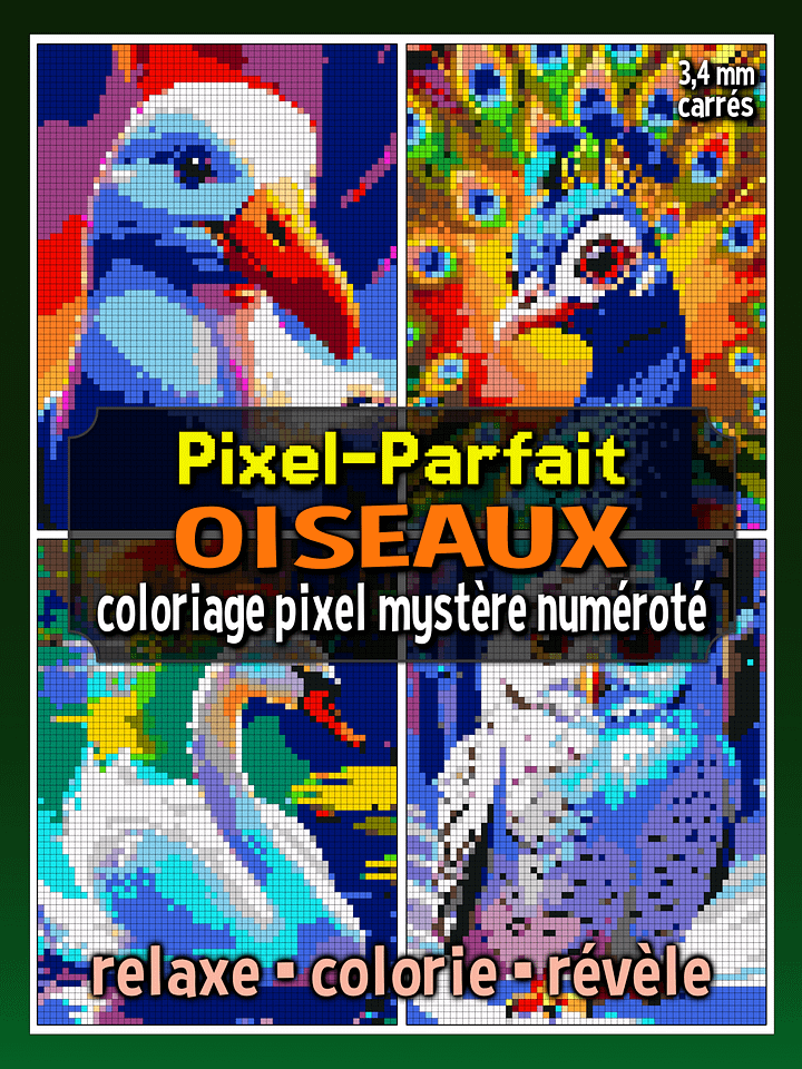 Pixel-Parfait: Oiseaux - Coloriage pixel mystère numéroté | Livre à imprimer product image (1)