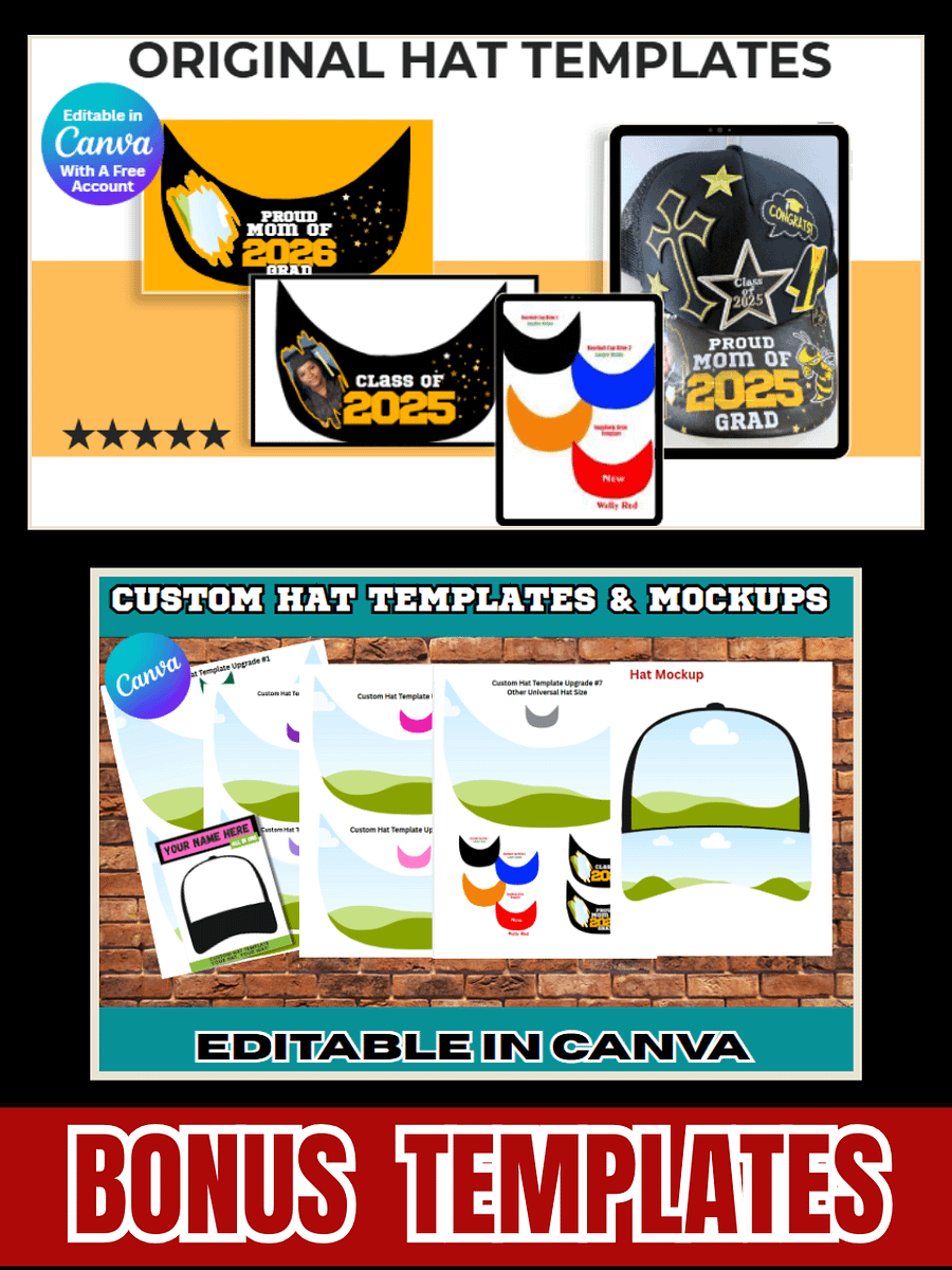 HL Sublimation Hat Templates and Video Tutorials Bundle Deal - Editable in Canva product image (6)