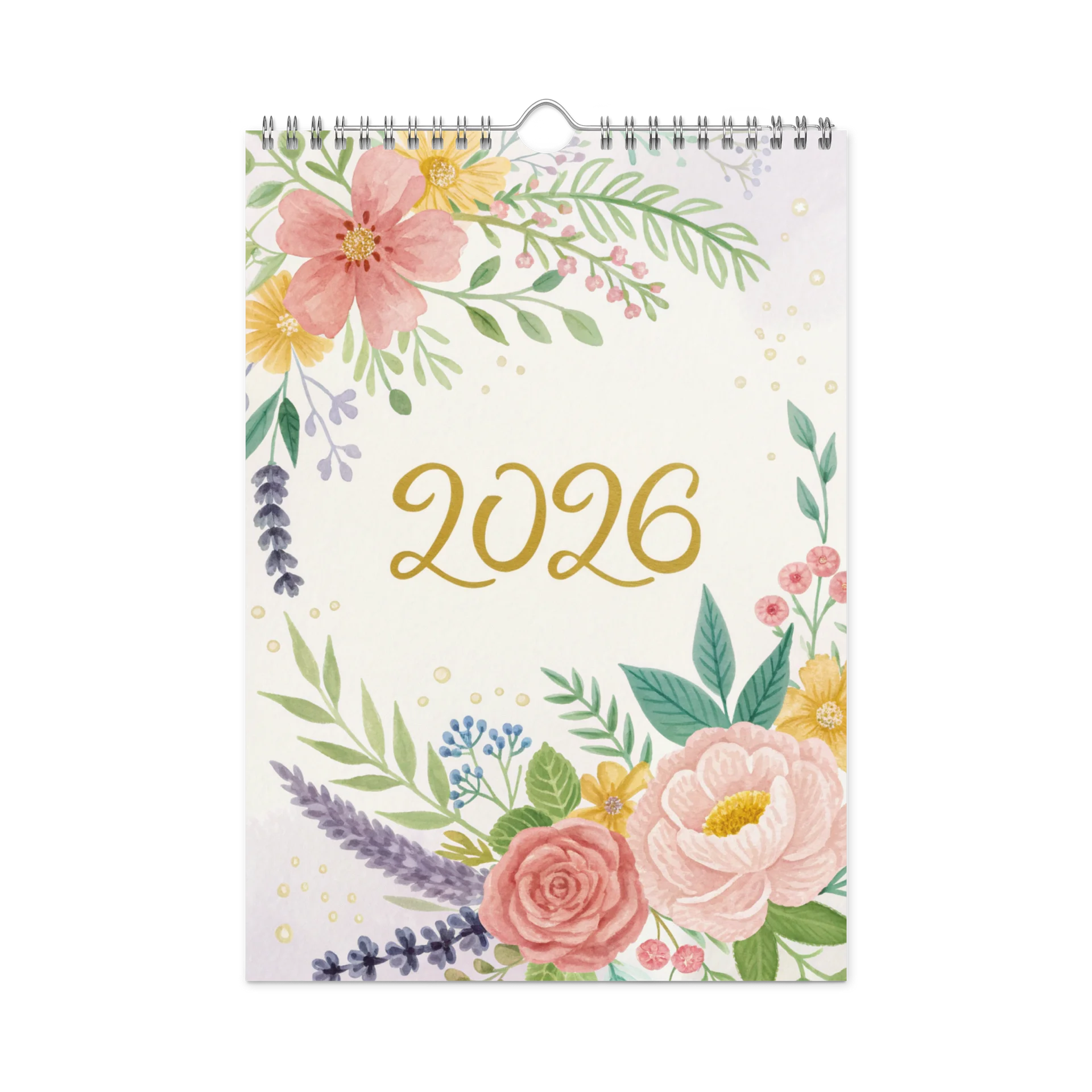Blooming Seasons – Floral Patterned Wall Calendar 2026 (Gouache Watercolor Edition) product image (3)