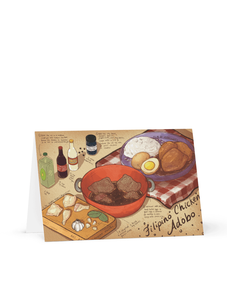 Filipino Chicken Adobo Recipe Art Print Greeting Card product image (1)