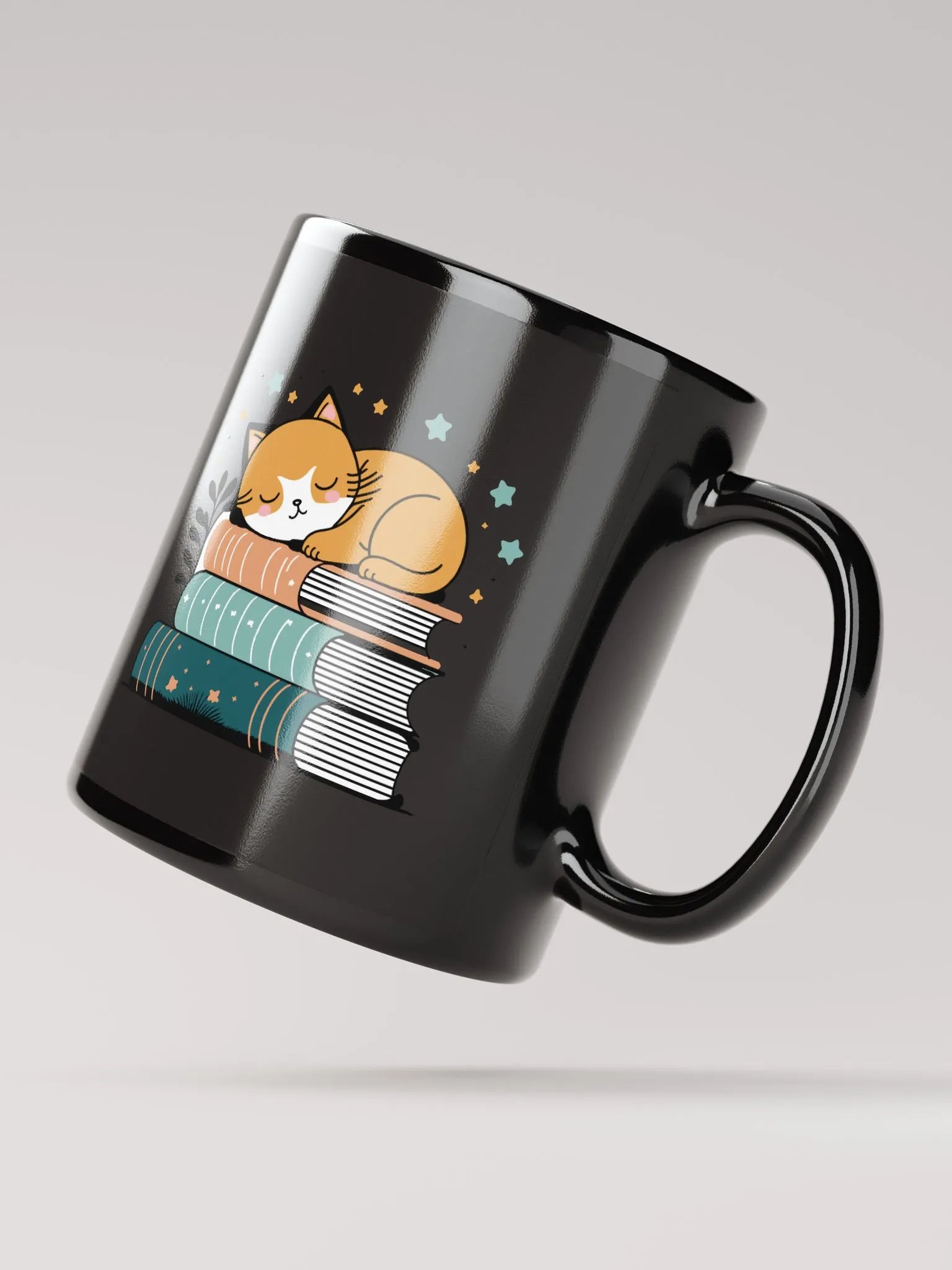 Funny Cat Mug for Book Lovers (11oz & 15oz) – “Book Warmer” Black Glossy Cup, Perfect for Novel Readers & Cat Enthusiasts product image (3)