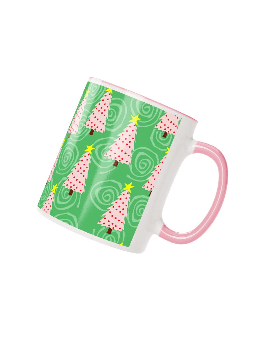 Pink Christmas Trees on Green Spirals Ceramic Mug product image (2)