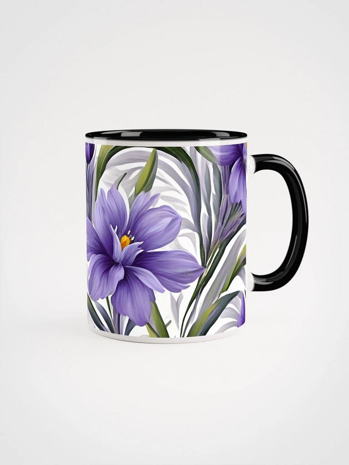 Coffee Mug with Color Inside - Purple Floral Pattern on White Background product image (1)