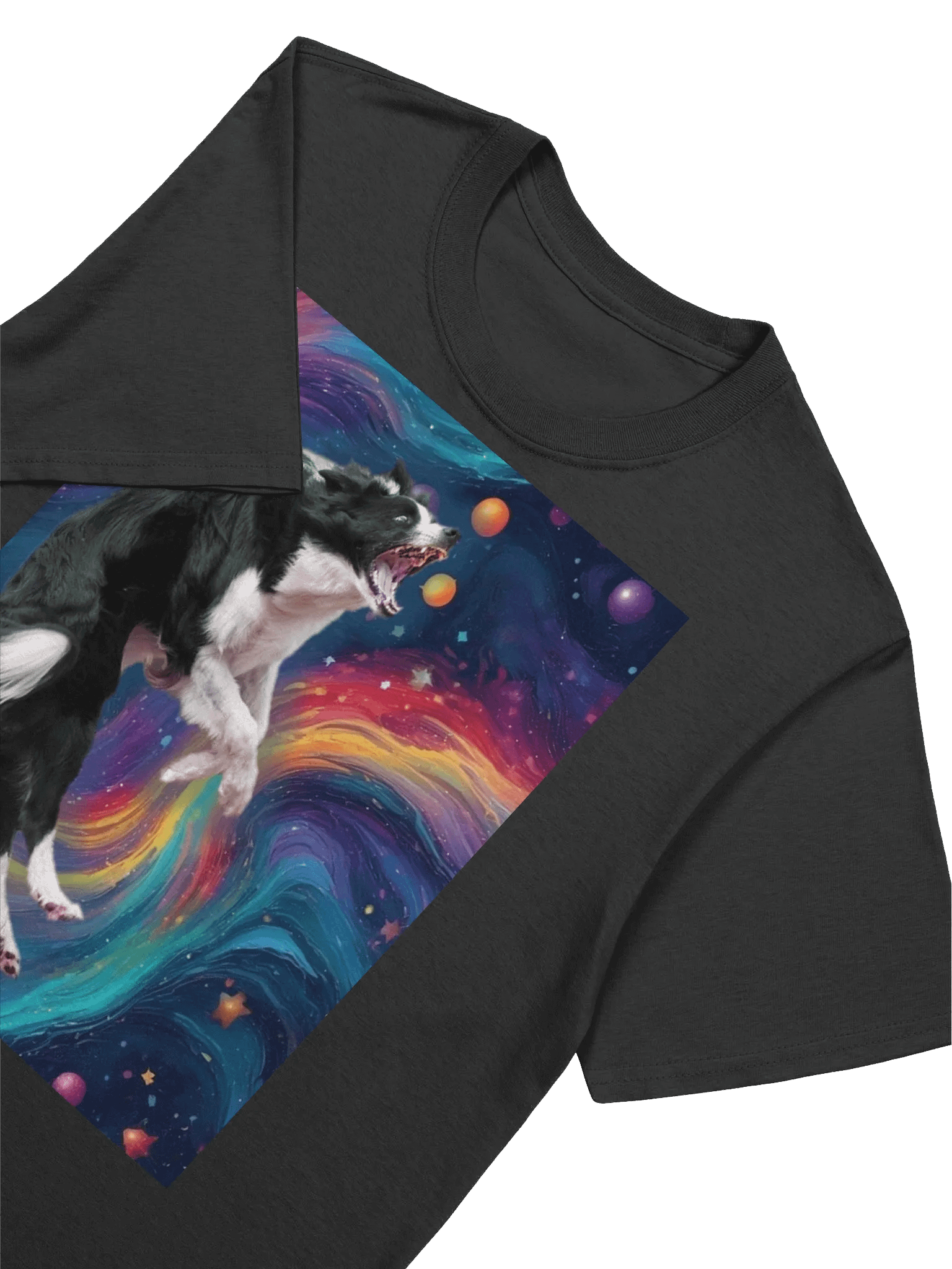 Border Collie Leaps Into Cosmos Cosmic Swirl Impressionist Dog Art T-Shirt product image (3)