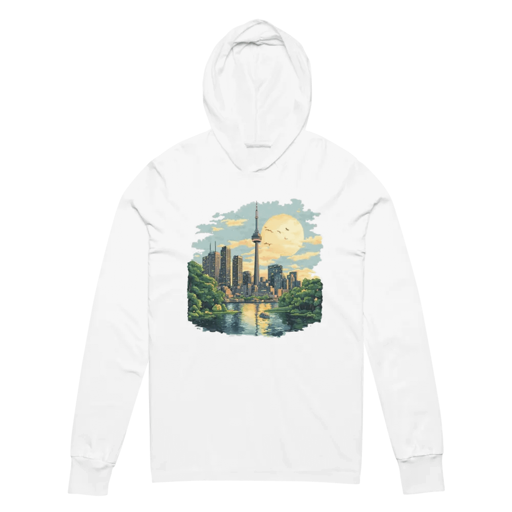 Toronto Vibes Unisex Hooded Tee – CN Tower Sunset product image (3)