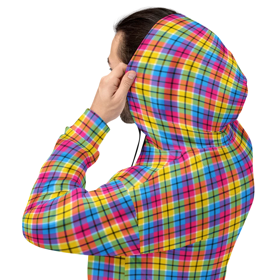 Hot Pink, Turquoise, and Yellow Plaid Hoodie product image (9)