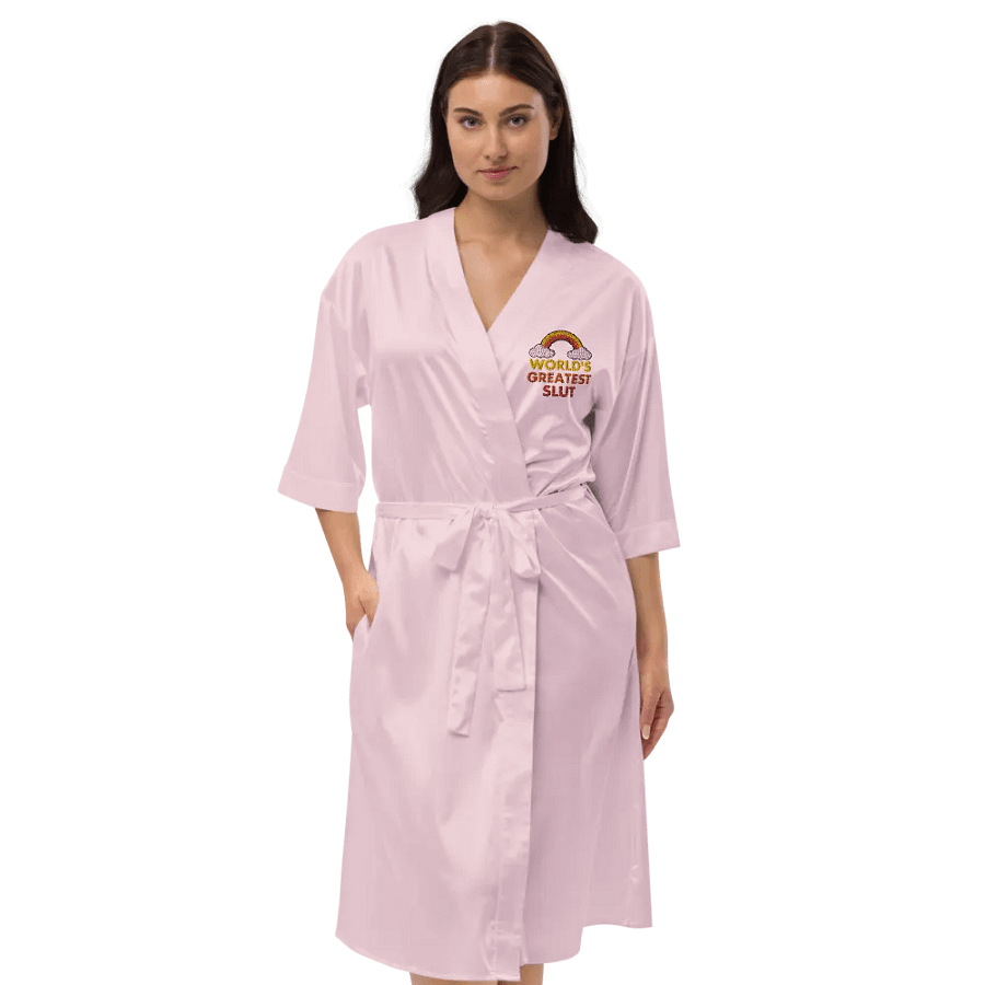 World's Greatest Slut embroidered satin robe product image (4)