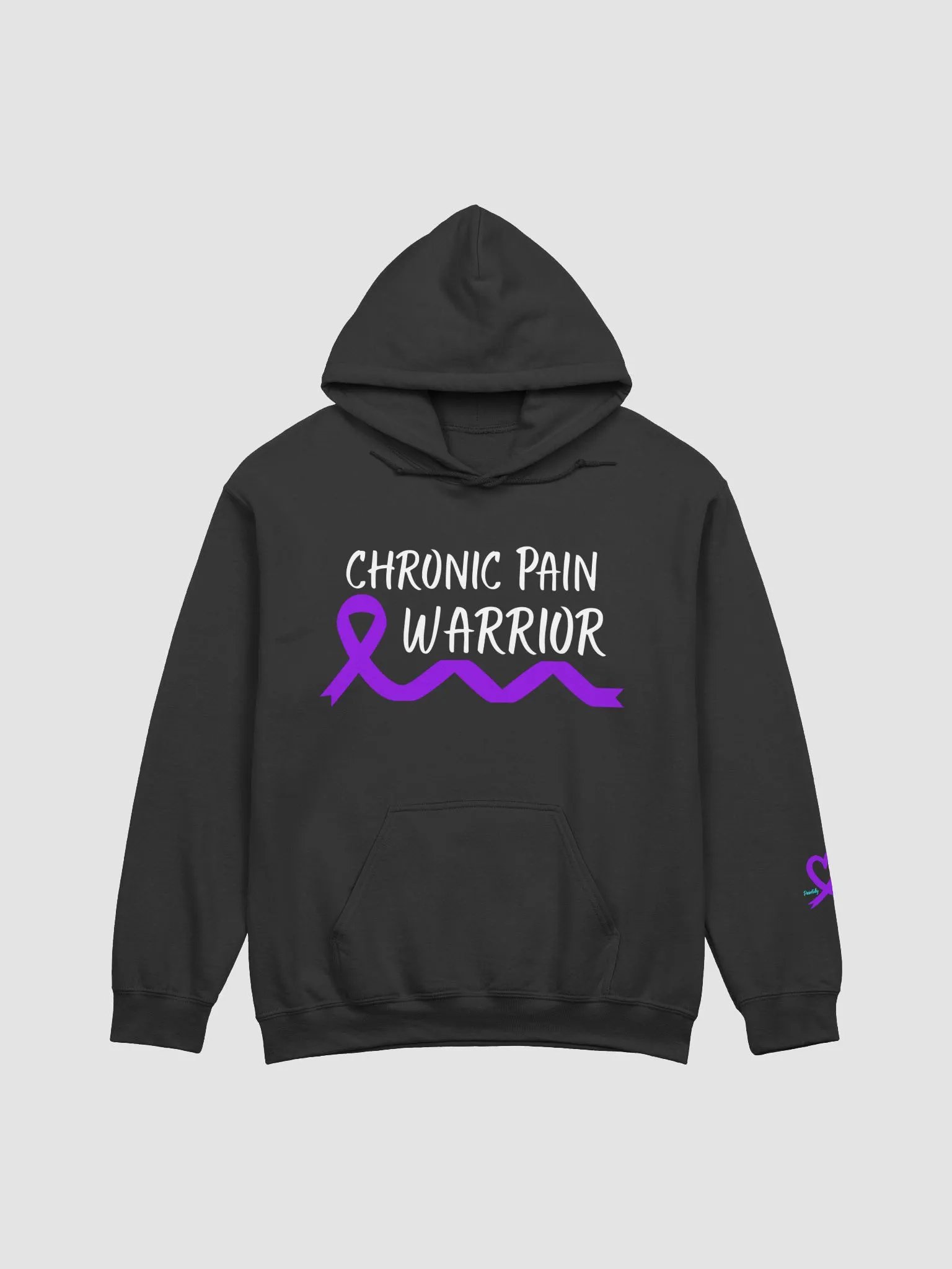 Chronic Pain Warrior Bottom Ribbon Hoodie- White Print product image (1)