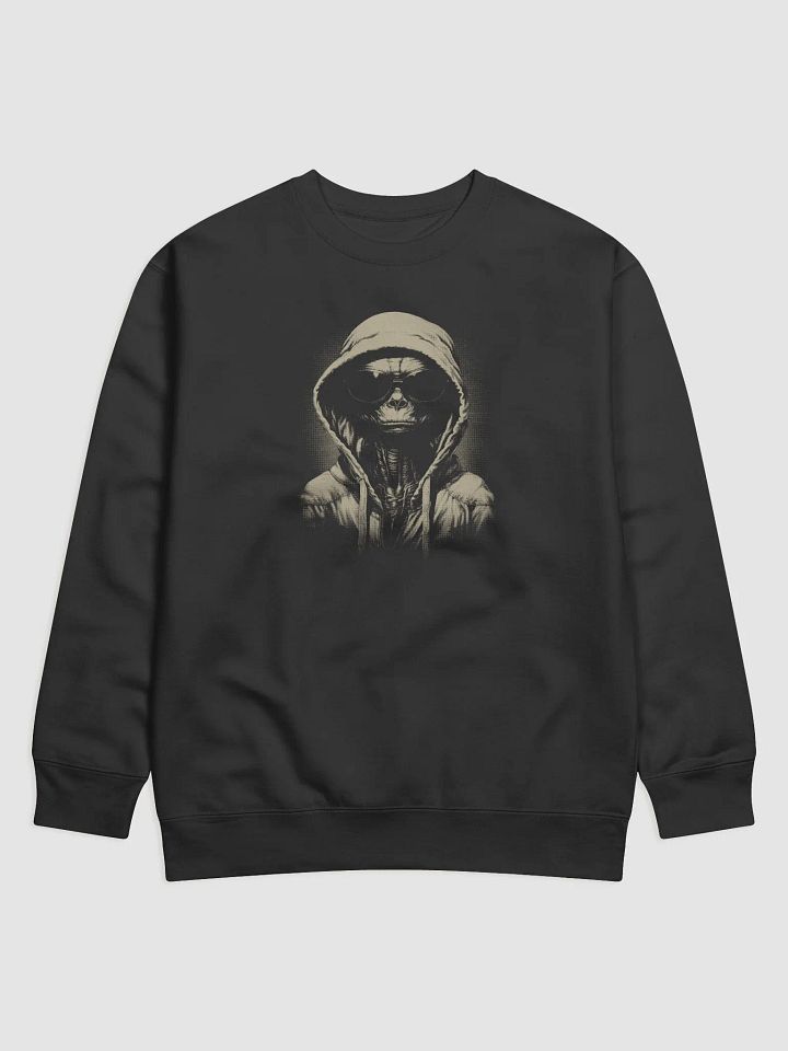 Street Alien in a Hoodie Long Sleeve Sweater - Cozy Urban Extraterrestrial product image (1)