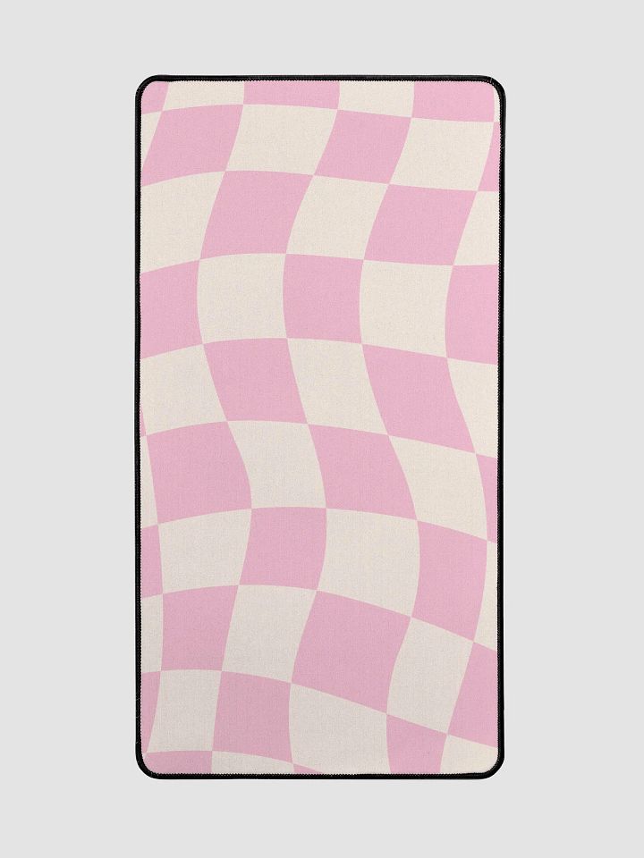 Retro Charm Pink and Cream Wavy Checkerboard Keyboard Mat product image (2)