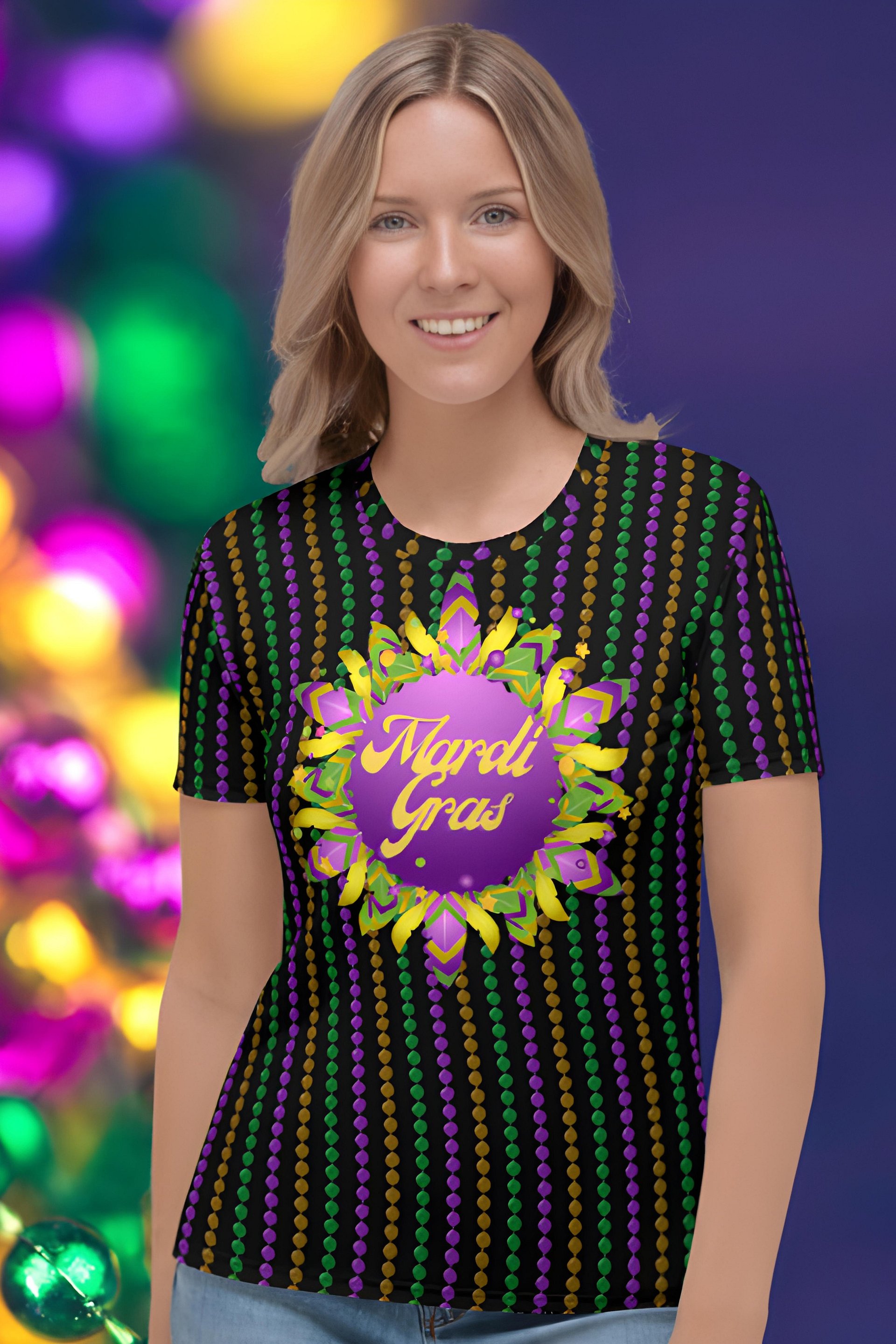 Mardi Gra All Over Print T-shirt product image (1)