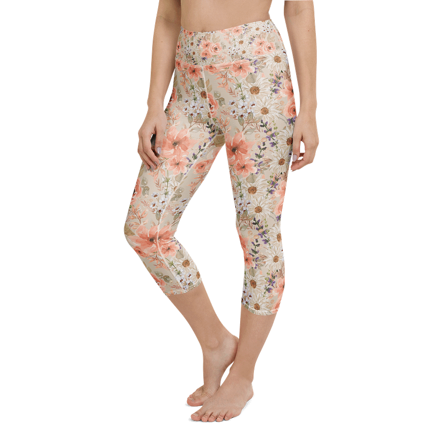 Orange Flowers Capri Leggings product image (6)