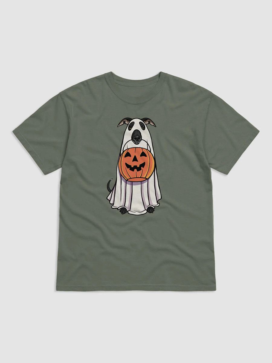 Funny Halloween Italian Greyhound(Black) T-Shirt | Funny Iggy Wearing a Ghost Costume and Holding a Pumpkin Basket product image (8)