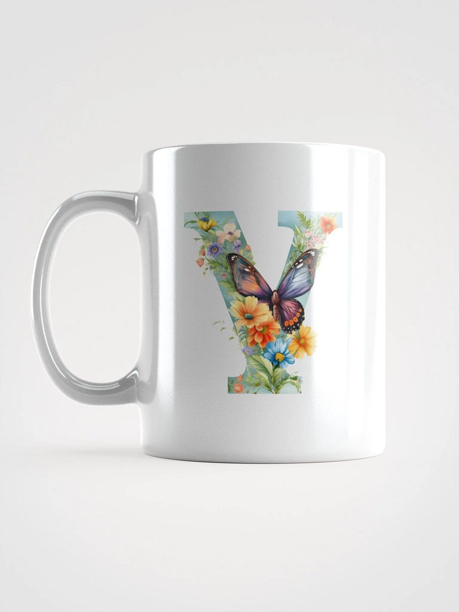 Letter Y Monogram Floral Fantasy White Glossy Mug product image (18)