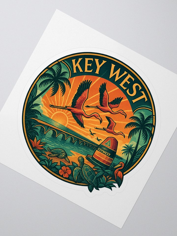 Kiss-Cut Key West Tropical Sticker with Southernmost Point Buoy product image (1)