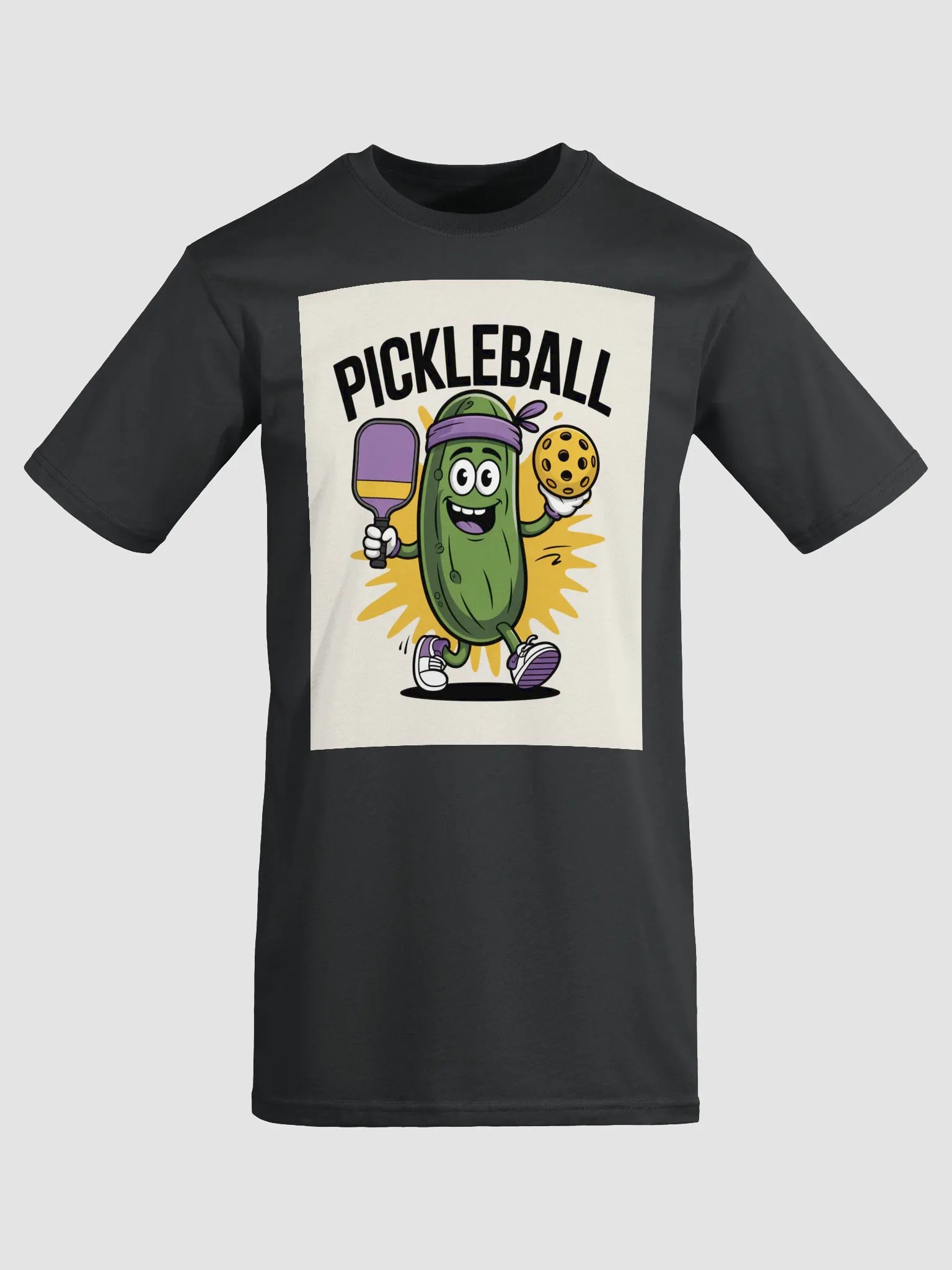 "Pickleball Power" Cartoon Pickle Tee – Maroon Smash Edition product image (3)